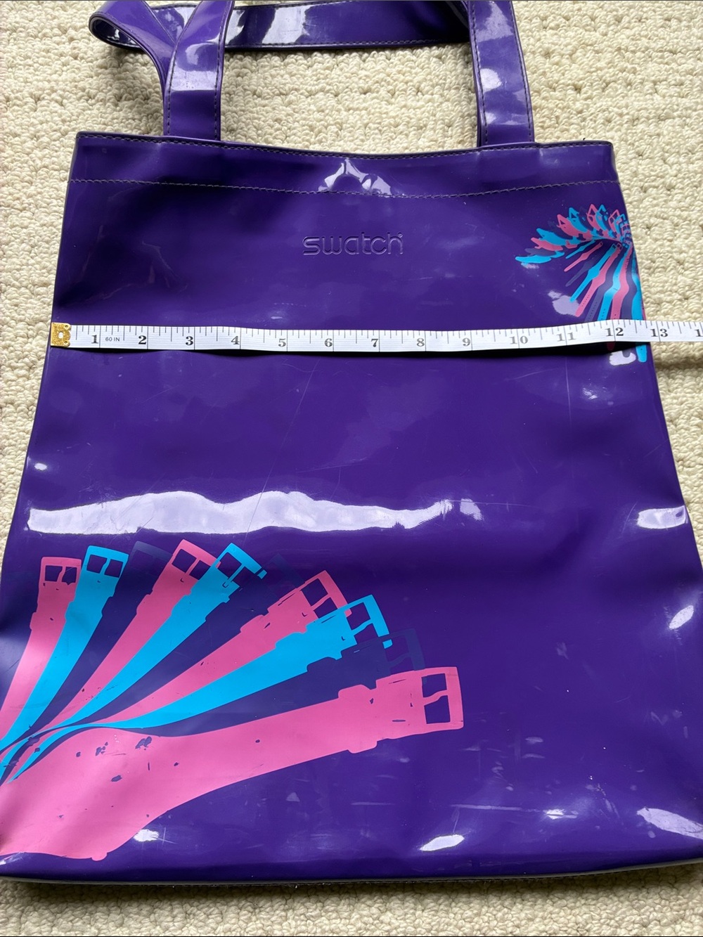 Swatch Vintage Purple Vinyl Tote Bag Watch Strap Graphic Print - Picture 9 of 12